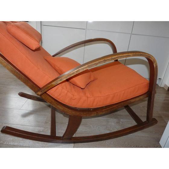 Image 1 of Fauteuil à bascule Mid Century reupholstered - 1950s