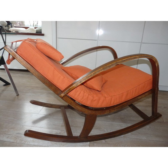 Image 1 of Fauteuil à bascule Mid Century reupholstered - 1950s