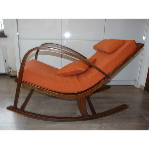 Fauteuil à bascule Mid Century reupholstered - 1950s