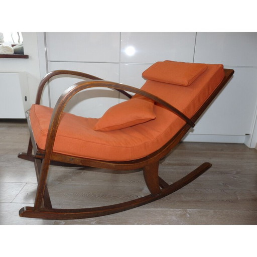 Fauteuil à bascule Mid Century reupholstered - 1950s