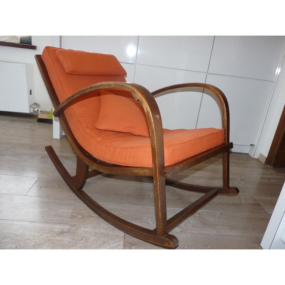 Image 1 of Fauteuil à bascule Mid Century reupholstered - 1950s