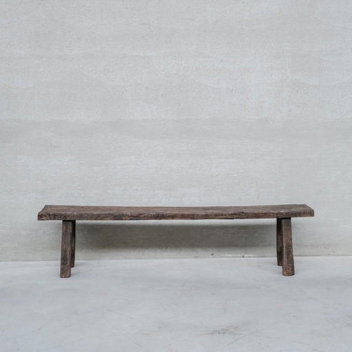 Banc primitif vintage en bois, Belgique 1930