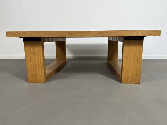 Image 1 of Table basse vintage scandinave à lamelles Seventies en bois massif
