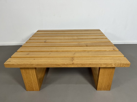 Image 1 of Table basse vintage scandinave à lamelles Seventies en bois massif