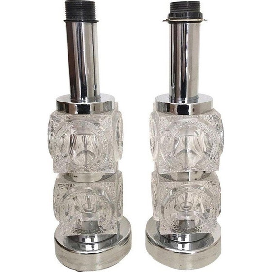 Image 1 of Lampe vintage en cube de verre empilé