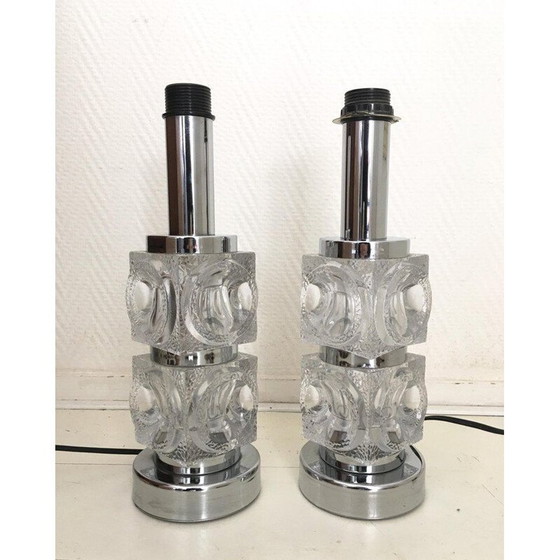 Image 1 of Lampe vintage en cube de verre empilé