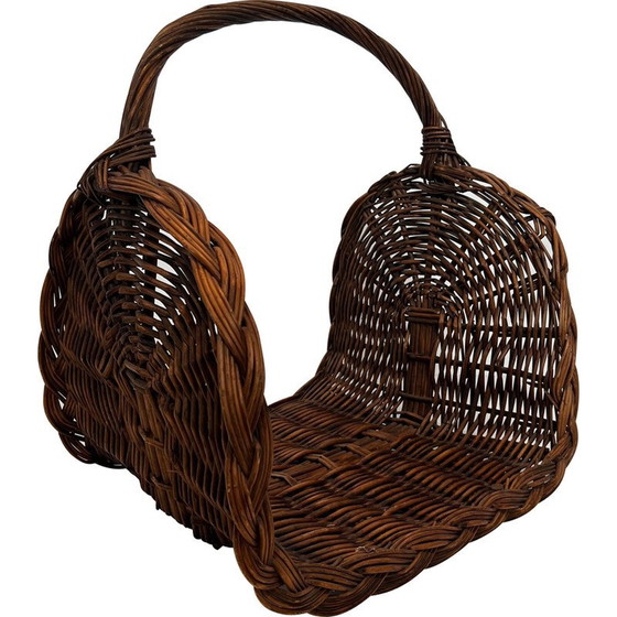 Image 1 of Porte-bûches vintage en rotin, France 1970