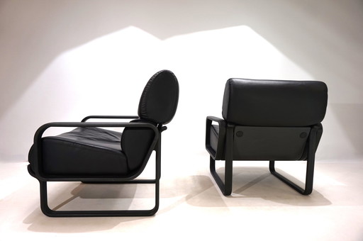 Ensemble de 2 fauteuils en cuir Drabert Lobbytop par Otto Zapf, 1979