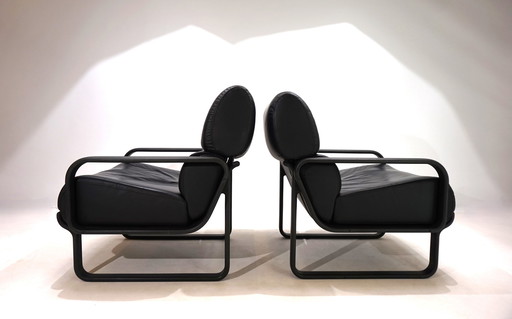 Ensemble de 2 fauteuils en cuir Drabert Lobbytop par Otto Zapf, 1979