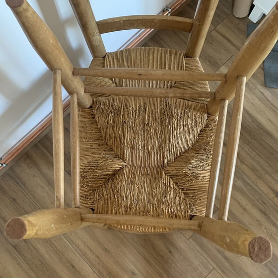 Image 1 of Ensemble de 4 chaises vintage en bois et paille