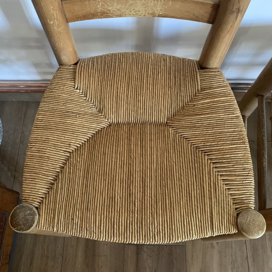 Image 1 of Ensemble de 4 chaises vintage en bois et paille