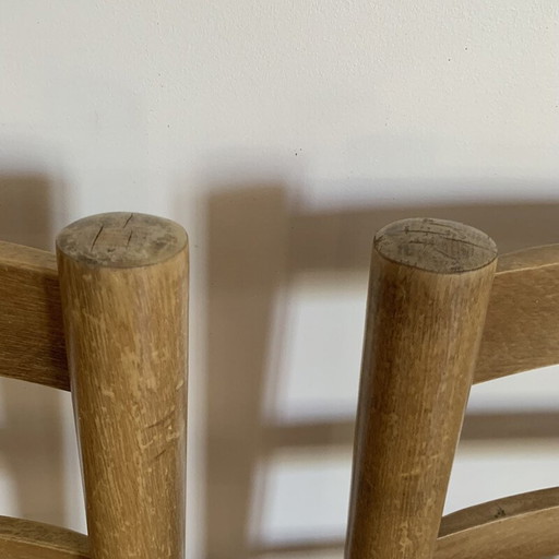 Ensemble de 4 chaises vintage en bois et paille