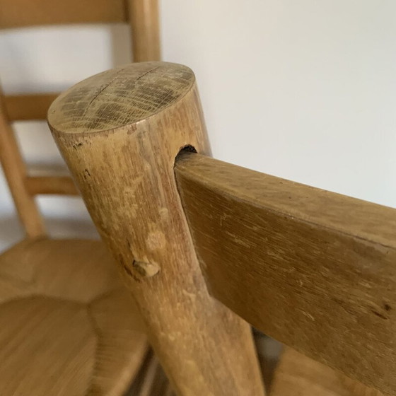Image 1 of Ensemble de 4 chaises vintage en bois et paille