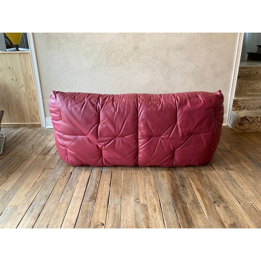 Canapé vintage en cuir bordeaux "informel" de Hans Hoprfer, 1984