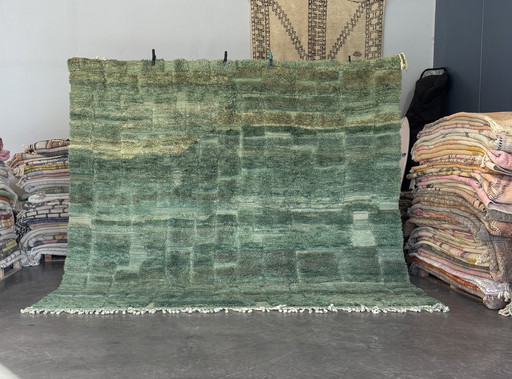 Tapis berbère marocain vert en laine 300X310 Cm