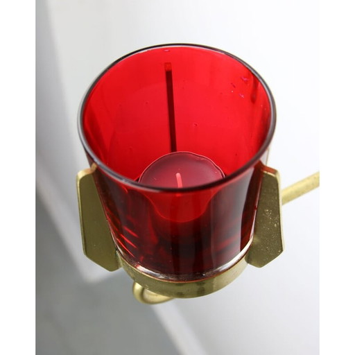 Bougeoir mural vintage en laiton et verre