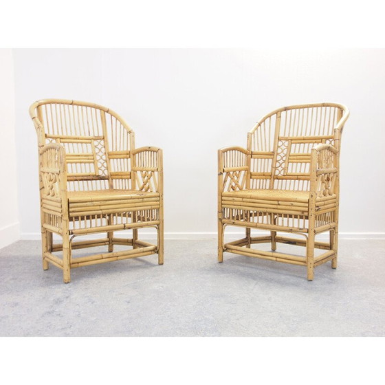 Image 1 of Ensemble de 4 chaises en rotin vintage Chippendale Brighton Pavilion