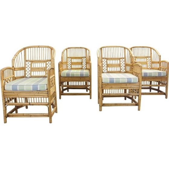 Image 1 of Ensemble de 4 chaises en rotin vintage Chippendale Brighton Pavilion