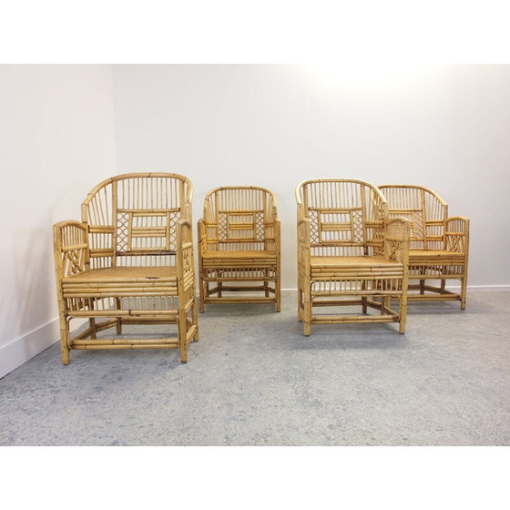 Image 1 of Ensemble de 4 chaises en rotin vintage Chippendale Brighton Pavilion