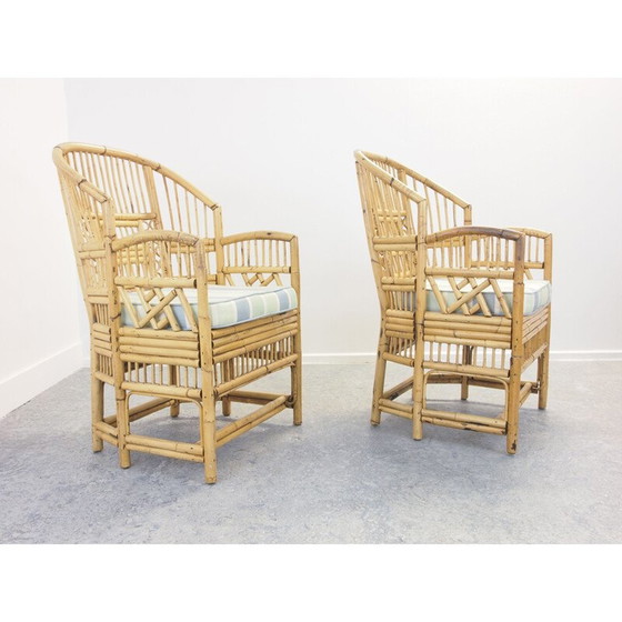 Image 1 of Ensemble de 4 chaises en rotin vintage Chippendale Brighton Pavilion