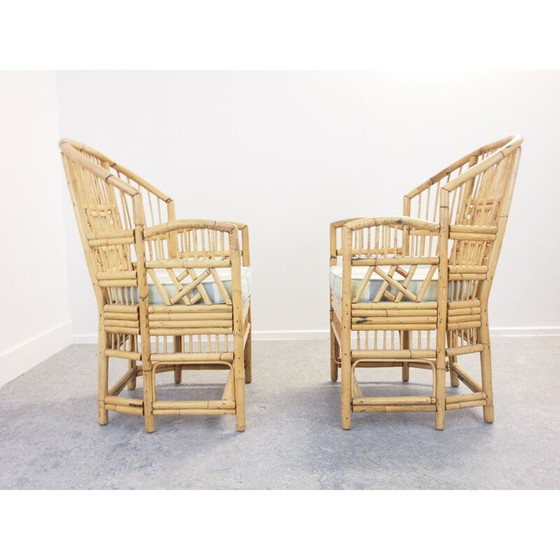 Image 1 of Ensemble de 4 chaises en rotin vintage Chippendale Brighton Pavilion