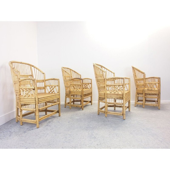 Image 1 of Ensemble de 4 chaises en rotin vintage Chippendale Brighton Pavilion