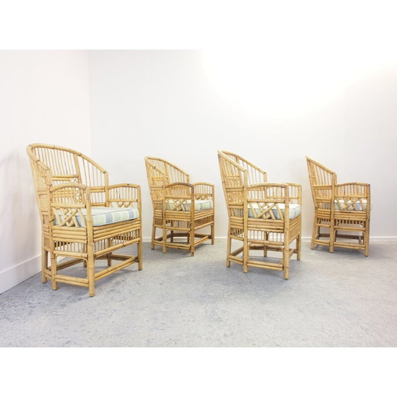Image 1 of Ensemble de 4 chaises en rotin vintage Chippendale Brighton Pavilion