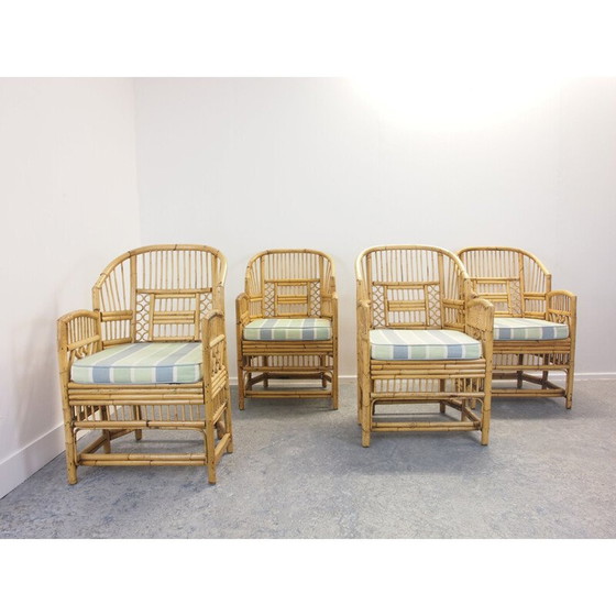Image 1 of Ensemble de 4 chaises en rotin vintage Chippendale Brighton Pavilion