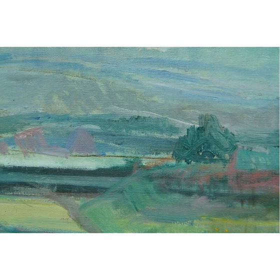 Image 1 of Paysage impressionniste vintage à l'huile sur toile de Carl-Erik Billström Suède 1970