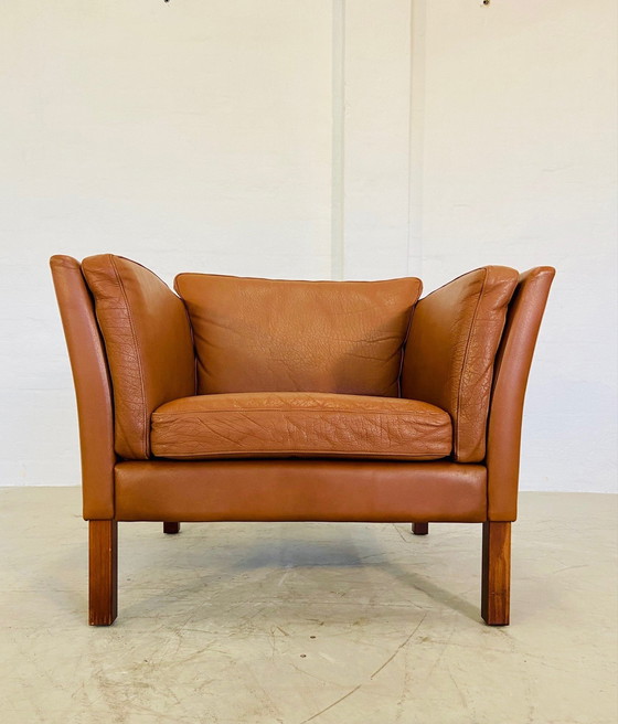 Image 1 of Mid Century Vintage Scandinavian Leather Lounge Chair In Cognac Leather