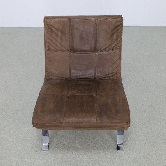 Image 1 of Fauteuil design danois cuir acier inoxydable