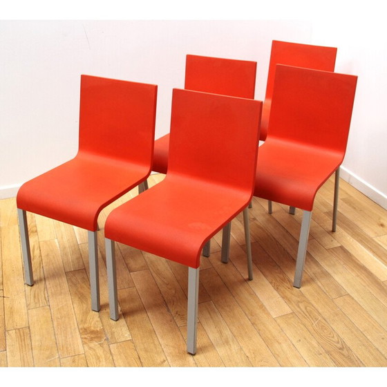 Image 1 of Chaises vintage ".03" en plastique rouge et métal par Martin Van Severen pour Vitra