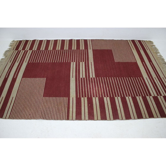 Image 1 of Tapis géométrique abstrait vintage d'Antonín Kybal, Tchécoslovaquie 1948