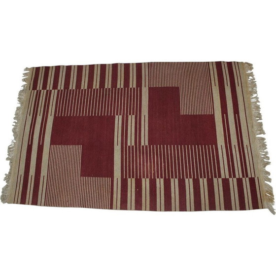 Image 1 of Tapis géométrique abstrait vintage d'Antonín Kybal, Tchécoslovaquie 1948