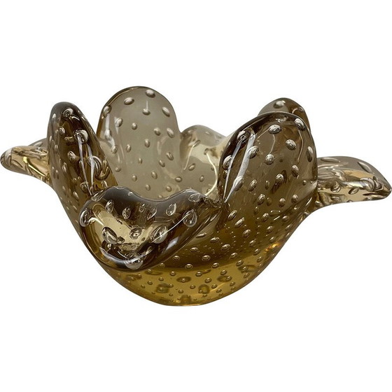 Image 1 of Cendrier vintage en verre bullé de Murano par Barovier et Toso, Italie, années 1970