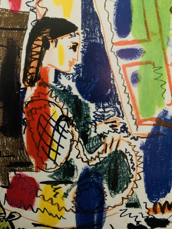 Image 1 of Pablo Picasso, "L'atelier de Cannes, 1956". Avec cadre. Lithographie offset. Réalisée sur du papier de qualité supérieure.