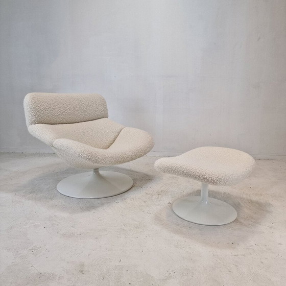 Image 1 of Fauteuil vintage avec ottoman en bois et métal par Geoffrey Harcourt pour Artifort, 1970