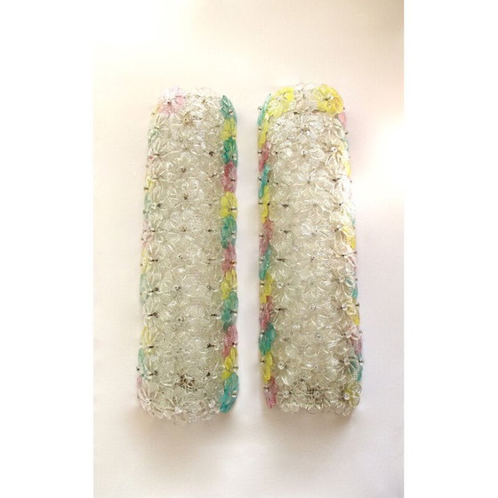 Image 1 of Lampe vintage en métal laqué blanc Barchetta Murano Roses, Italie 1950