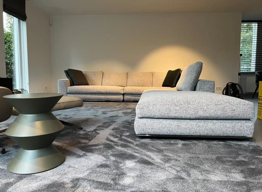 Minotti Hamilton Canapé d'angle modulable en tissu poivre et sel