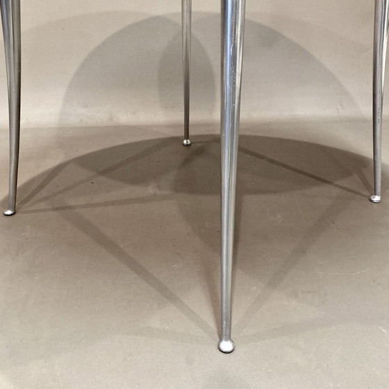 Image 1 of Table Haute Industrielle Bois Massif Brut Et Fonte D'Aluminium.