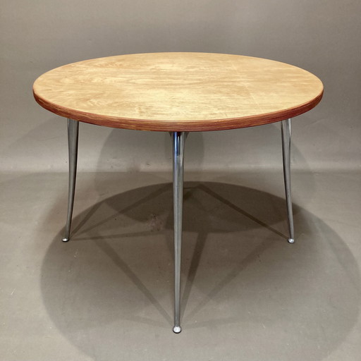 Table Haute Industrielle Bois Massif Brut Et Fonte D'Aluminium.