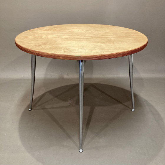 Image 1 of Table Haute Industrielle Bois Massif Brut Et Fonte D'Aluminium.