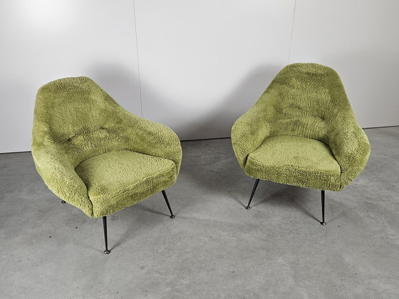 Image 1 of Ensemble Vintage Fauteuil Français Vert Tilleul