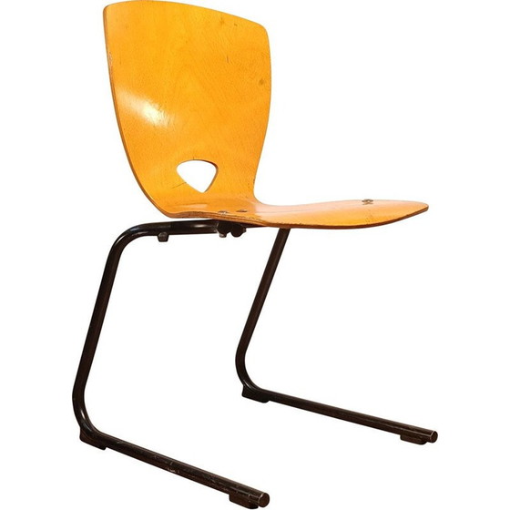 Image 1 of Chaise de cantine jaune vintage