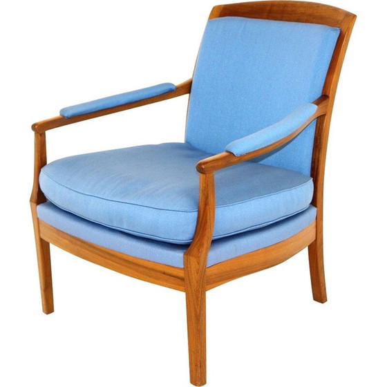 Image 1 of Fauteuil vintage en noyer et tissu, Suède 1960