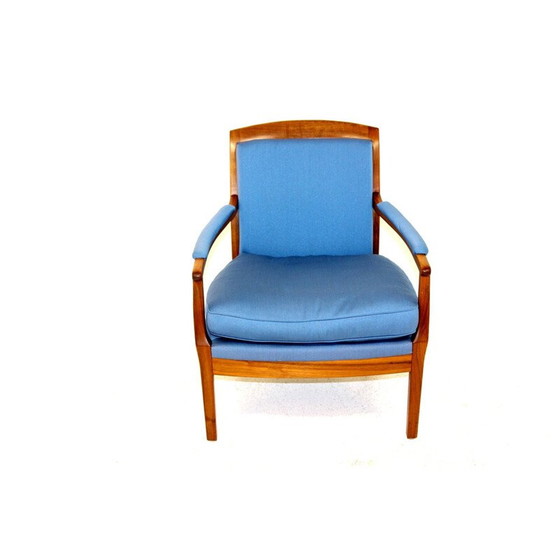 Image 1 of Fauteuil vintage en noyer et tissu, Suède 1960