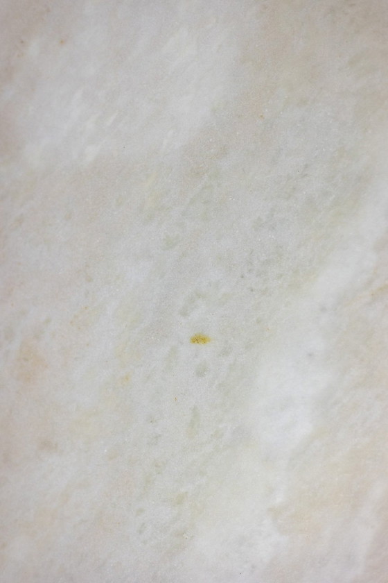 Image 1 of Table En Marbre Blanc Et Métal Chromé Et Doré. Années 1970.