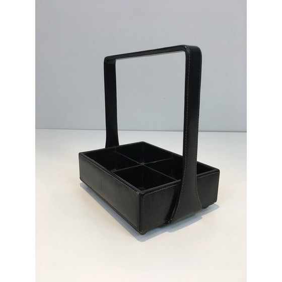 Image 1 of Ensemble de bureau vintage en cuir par Jacques Adnet, 1950