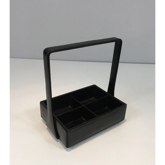 Image 1 of Ensemble de bureau vintage en cuir par Jacques Adnet, 1950