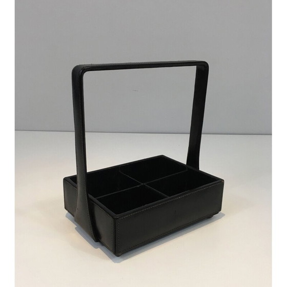 Image 1 of Ensemble de bureau vintage en cuir par Jacques Adnet, 1950